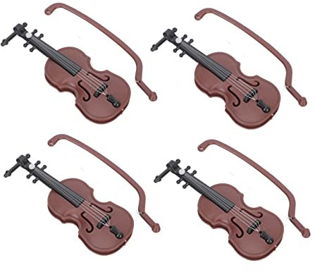 VICASKY 4stücke Miniatur Violin Dekorationsset Kleine Violinen Für Fotorequisiten Und Spielzeug Und Praktisch Für Kreative Szenen