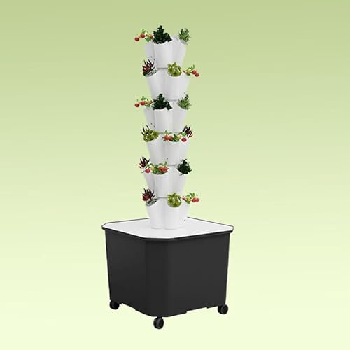 YCNLYSSR Aeroponischer Gartenturm für Kräuter, Obst und Gemüse, Hydrokultur Anbausystem Set, vertikaler Hydrokultur Turmgarten, Hydrokultur Anbausystem für den Innenbereich, Grau, 8 Schichten