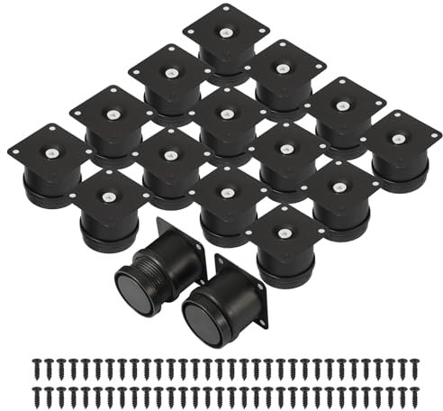 Worown 16 piedini per mobili regolabili (5 cm – 6,5 cm), gambe in metallo nero con 64 viti, gambe per mobili da 50 mm, per letto, TV, divano, libreria, tavolino da caffè e scrivania
