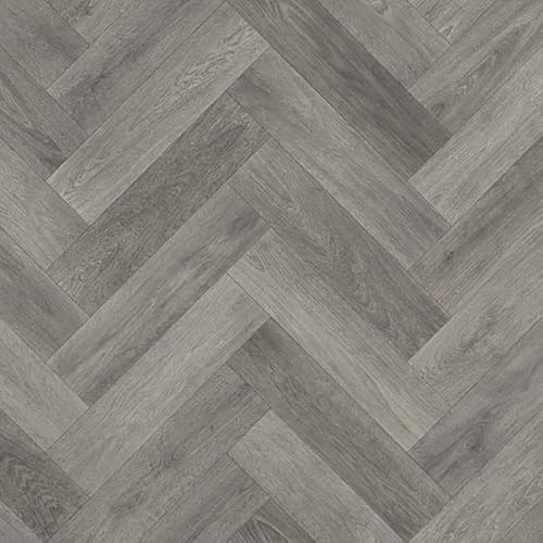 Anthracite Grey Wood Effect Herringbone Anti-Slip Vinyl Flooring For Contract Commercial Use, 2.6mm Thick Vinyl Sheet, 15 Years Warranty-3 X 2mt