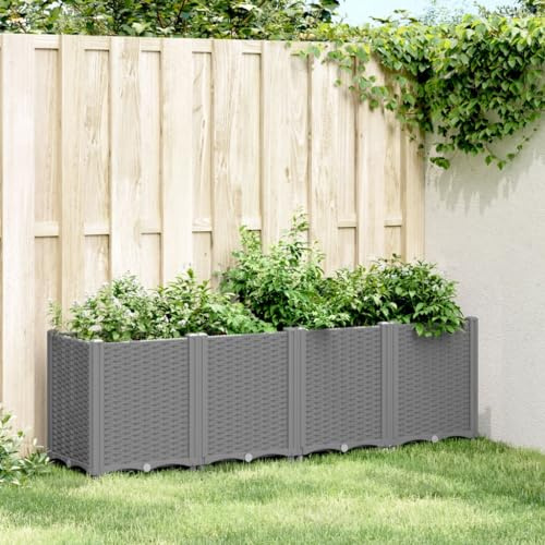 HaoChrymec Maceta Gris Claro, 160x40x53 cm, Polipropileno, Diseño Modular, Jardineras de Exterior, Huerto Urbano, Macetas para Balcón