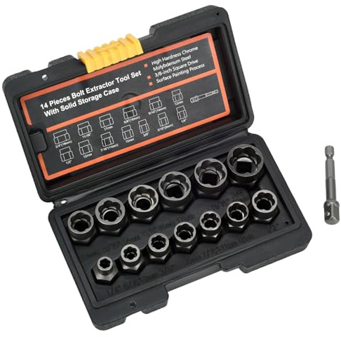 TMZDCJK 14-Piece Bolt & Nut Extractor Set - 3/8 Drive