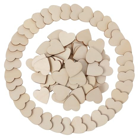 Grevosea 150 Pcs Unfinished Wooden Hearts for Crafts, 1 Wood Hearts Wooden Craft Shapes Wood Cutouts Pieces for Wedding Guest Book Valentine's Day Birthday Party Decoration DIY Ornaments