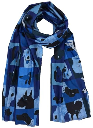 Walniverse Winterschal für Damen mit Hundemotiv | Kuschelig, Geschenkidee für Frauen und Tierliebhaber, Frühling Herbst, 200x70 cm, 215g