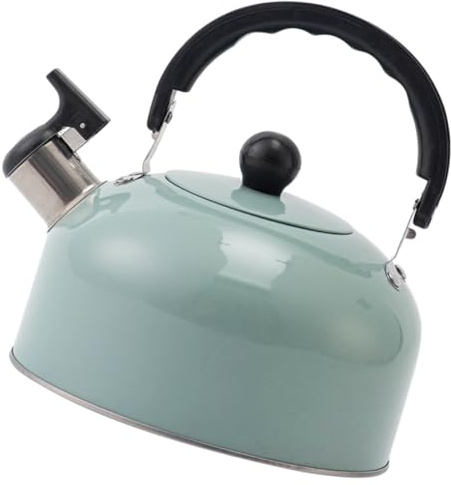 STOBAZA Bouilloire Sifflet Acier Inoxydable avec Base Plate pour Cuisine Chauffage Sécurisé et Nettoyage Facile pour Thé et Café Poignée Ergonomique Verte