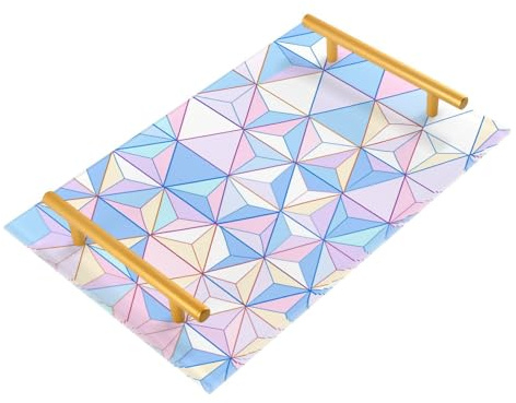 Plateau décoratif plat à motif géométrique monogramme avec poignées, grand plateau de table basse pour bijoux, parfum pour service alimentaire, bandeja desayunos sorpresa para cumpleanos