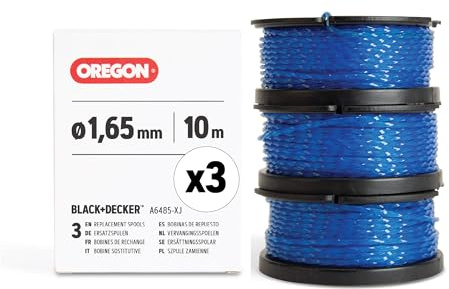 Oregon 3-Pack Replacement Black & Decker Strimmer Spool & 1.65mm Line | Guaranteed Fit for A6485-XJ, Fits Black & Decker Strimmers, Fitted with Oregon Gatorline Square Twist Line