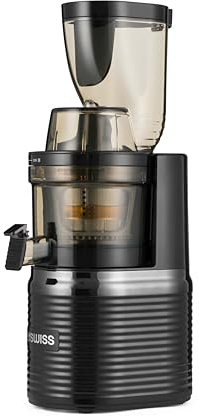 4Swiss Entsafter Saftpresse Elektrisch für Gemüse Obst Slow Juicer Machine mit Einfüllschacht - Kaltentsafter Fruchtpresse Presse Große Saftmaschine XL Leicht zu Reinigen Obstpresse - BM202 Schwarz