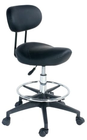 FXLUHAY Sattelhocker mit Rückenlehne, 360° drehbar, Höhendesign for medizinische Kliniken, Krankenhäuser, Labore, Studios, idealer Komfort, Mobilität(A3)