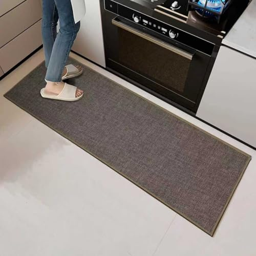 KZARYVEXIS Tapis de Cuisine Antidérapant en Caoutchouc, Tapis Antifatigue Lavable Devant Évier - Imperméable et Résistant à l'huile pour Salle de Bain, Buanderie, Couloir (Béige, 43.5x180)