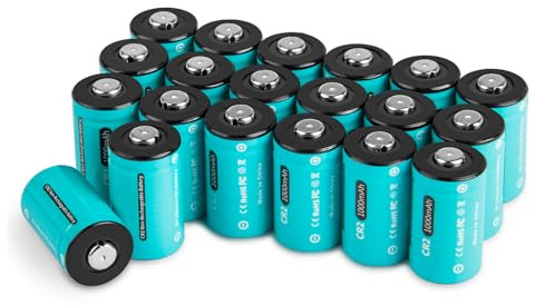Matesk 20 Pilas CR2 1000 mAh, Pila CR2 3V No Recargable, para Detectores de Humo, Dispositivos de Alarma, Linternas, Cámaras, Pila Desechable Compatible con DLCR2 CR15H270 y KCR2