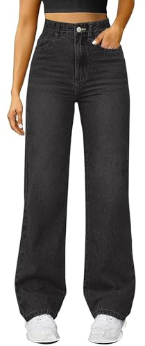 Generiska säckiga jeans dam Y2k hög midja raka ben jeans breda ben jeans vintage denim byxor lösa byxor varma fritidsbyxor tonåring jean baggy kvinnor