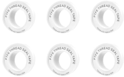 Wzhiy Plumbers Tape To Stop Leak,White PTFE Sealing Tape,6 Pack | for Bathroom, Kitchen and Garden Threaded Pipe Fittings, 12mm x 15m