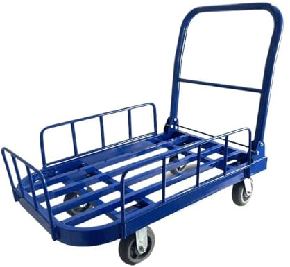 Carretilla de Mano Carro cercado con cerramiento de barandilla Transportador silencioso Plataforma Plana Puesto Remolque Plegable Express Transpaleta Manual(Pequeño)