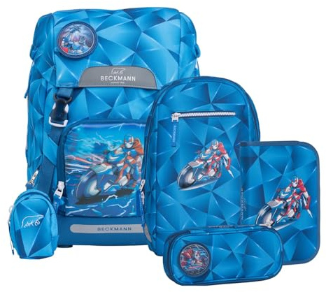 Beckmann Schulranzen Classic Schoolbag Set 6-teilig 22L Blue Lightning blau