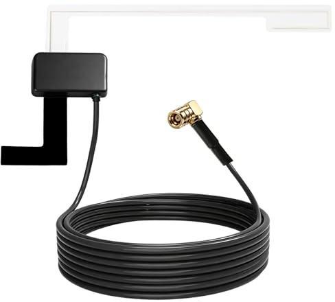 Antena Dab Coche con Amplificador, 18dBi Antena Radio Digital con Conector SMB para Alpine Kenwood Blaupunkt JVC, Adaptador Radio Dab Activa con 3 Metros Cable para Vehículo Camión SUV Camping