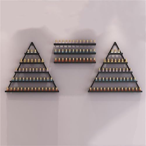 DUY Wandmontiertes dreieckiges Nagellackregal, schwarzes Metall-Nagellack, platzsparender Nagellack-Organizer für Zuhause, Salon, Schlafzimmer (schwarz)