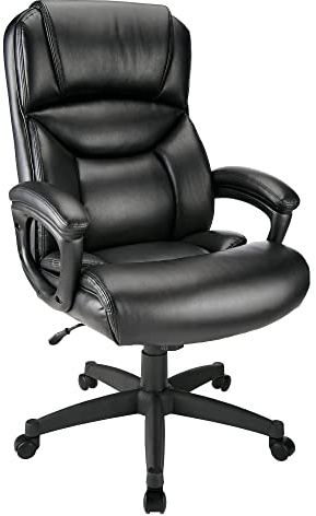 Realspace® Fennington Bonded Leather High-Back Chair, Black