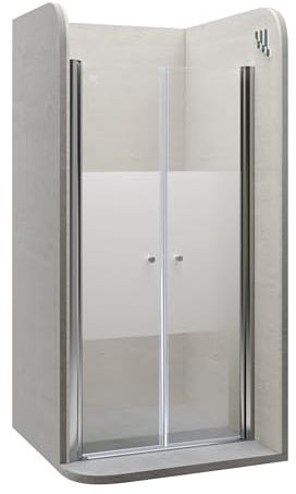 i-flair Duschtür LIMA 72x195 cm | Verstellbereich 72–76 cm – 6 mm ESG Sicherheitsglas, Nanobeschichtung, Teilsatiniert