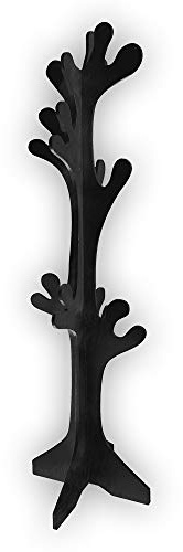 Lupia - Appendiabiti da Terra Albero Black in Legno 40x170 cm, Nero, 20 Ganci Arrotondati, Montaggio Facile, Design Shabby per Camera e Ingresso, Soggiorno, Ufficio