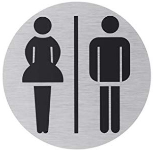 Metafranc Klebeschild Symbol: Damentoilette & Herrentoilette | Aus Aluminium – In moderner Edelstahl-Optik – Selbstklebende Rückseite/ Beschilderung – Infoschild – Toiletten-Hinweis