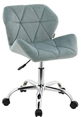 HNNHOME Eris Schreibtischstuhl, moderner, gepolsterter Samt, Drehstuhl, aus Stoff, höhenverstellbar(Lichtgrün)