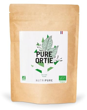 Nutripure | Feuilles d'Ortie Bio en Poudre | Riche en Oligo Éléments et en Minéraux | Favorise la Circulation Veineuse et le Bien Être Circulatoire | Aide à se sentir plus énergique | Sachet de 150G