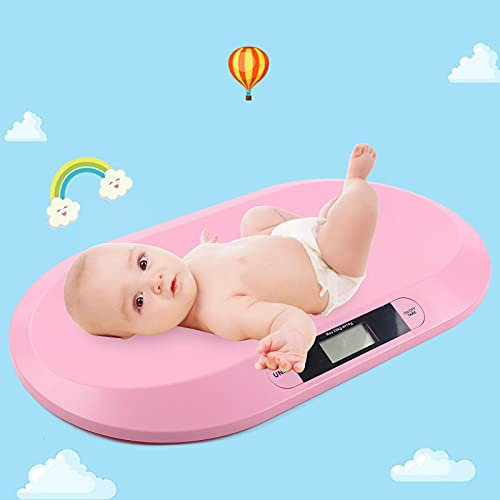 Bilancia Bambino Elettronico, Pesa Bambino con Display LCD per Neonati da 30 g a 20 kg, Segue la Crescita del Bambino, Memorizza l'Ultima Pesata, con Funzione Tare (Rosa)