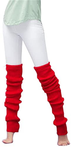 SimidunEUR 90 CM 1 Paar Damen Stulpen Lange Gestrickt Beinwärmer Winter Beinstulpen Strumpf Warm und Bequem für Ballett Fitness Yoga,Rot