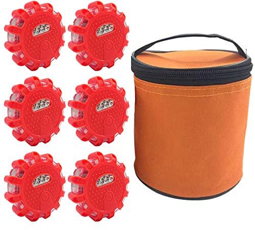 Bseical Gyrophare LED, Feux de Remorque LED sans Fil Étanche, Gyrophare Orange a Pile, Gyrophare Bleu Gyrophare Tracteur, Stroboscope Feux, Girophare pour Voiture Bateau Camion (Rouge, 6 Pièces)