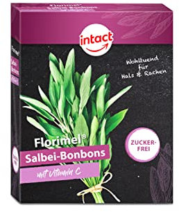intact Florimel Salbei-Bonbons mit Vitamin C (40g) • Wohltuend für Hals & Rachen • Hustenbonbons zuckerfrei