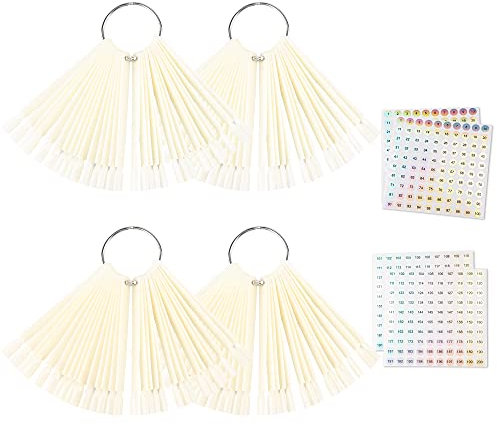 200pcs Espositore Unghie Ventaglio,SUPRROW Strumenti per Esposizione di Smalto Tips Ventaglio con 4 Adesivi Numerici Decorazione Nail Art Fai da Te Campione per Smalti