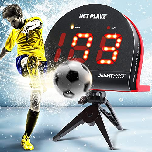 NetPlayz Fußball-Radar, Geschwindigkeitssensoren-Trainingsgerät (freihändige Radarpistolen, Schießgeschwindigkeitspistolen, Fußballgeschenke, High-Tech-Gadget und Ausrüstung für Fußballspieler,