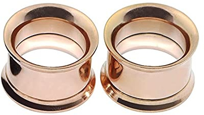 Lieson Flesh Tunnel Schmuck, 2 Stück Tunnel Edelstahl Set Rosegold Creolen Ohr Plug Piercing Schmuck