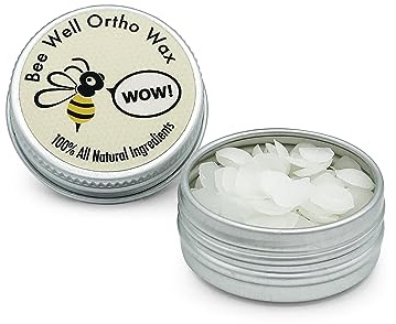 Bee Well Ortho Wax Pure Zahnspangenwachs, natürlich, extra fest, schützt, verhindert und lindert kieferorthopädische Zahnspangen, Beschwerden und Mundschmerzen, Aluminiumglas, 75 Portionen Wachs für