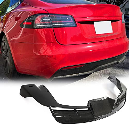 Diffuseur de Pare-Chocs arrière en Fibre de Carbone Convient à la berline Tesla S 2021-2023 Kit de carrosserie de Spoiler à lèvre inférieure de Pare-Chocs