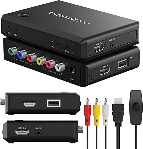Live Gamer Streaming Portable Video Capture Card, RCA to HDMI/Composite/YPbPr to HDMI Converter, Recording from VHS, VCR, DVD, Camcorder, Gaming Systems, Support 720P/1080P, PAL/NTSC to TV/PC Free