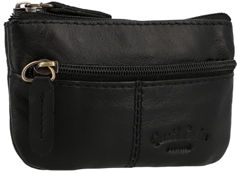 Gusti Schlüsseltasche Leder - Rook Damen und Herren Portemonnaie Geldbeutel Klein Schlüsseletui Schlüsselmappe Etui Schwarz Leder