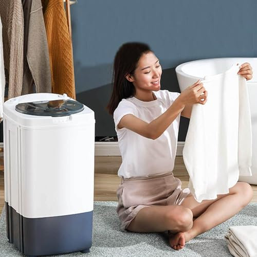 XDLYWUZIQ Sèche-Linge Portable, Essoreuse 200 W, Essorage Rapide en 20 Secondes, Réglage De Minuterie De 0 à 5 Minutes, Pré-Séchage Doux, Sèche-Linge Portable pour Appartement,Voyage,TypeA