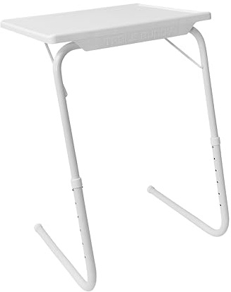 TABLE BUDDY | Adjustable multi position portable folding table mate for dining, workstation, bed tray, work, watch tv, study, outdoor and office furniture (White)