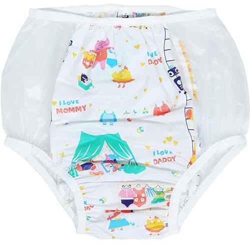 TAPIVA Adult Plastic Diaper Cover/Vinyl Waterproof Pull-On Incontinence Pants/PVC Waterproof Underwear/Reusable/Low Rise Comfortable Wide Stretch/Plastic Diaper