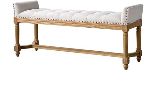 Hhaoran-9868 Ende der Bettbank Art Simple Bank Vintage Eiche Nachttischhocker Ländliches europäisches Wohnzimmer Schuhwechsel Sofabank Innenbank für Wohnzimmer/Schlafzimmer/Bettende