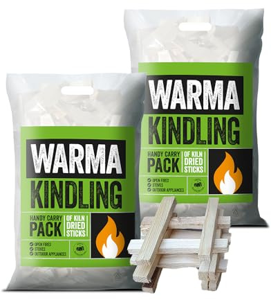2 x Carry Bags Warma Premium Kindling Tinder Dry Wood Burning Easy to Light - For Starting Open Fires Log Burners Stoves Fire Pits Chimenea Camping Festival Outdoor Holiday Garden Barbecue BBQ