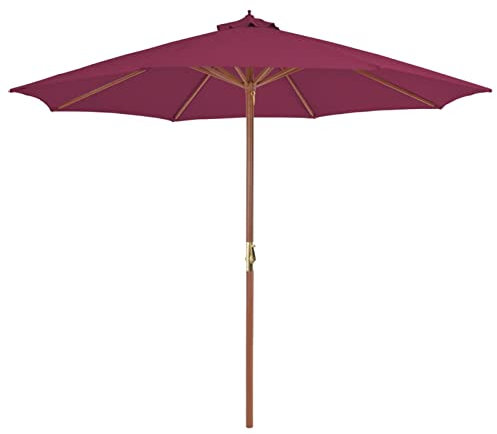 ShGaxin Ombrellone da giardino con palo in legno 300 cm bordeaux, Ombrellone Terrazza Esterno, Ombrellone Terrazza, Ombrellone da spiaggia, Ombrellone da esterno, Ombrellone da Patio - 44497