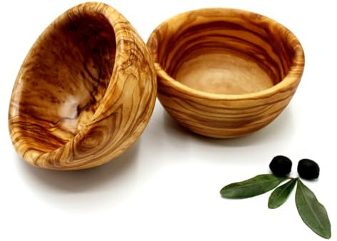DAGDEG, Cuenco de madera de olivo, cuenco para cereales, cuenco para guarniciones, tazas, ensaladera, pequeño cuenco de madera de 12 cm de diámetro, hecho a mano