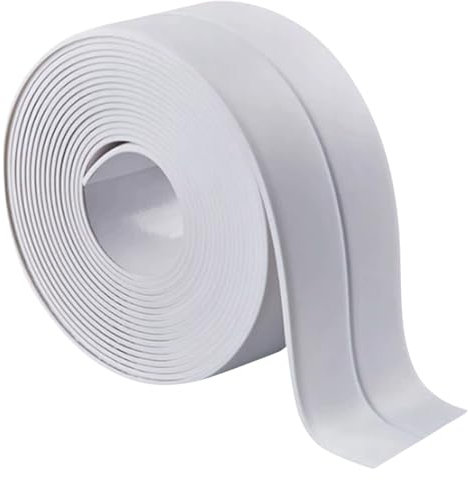 Nastro sigillante impermeabile per vasca da bagno, piatto doccia e lavandino, larghezza 35 mm, in polietilene flessibile, lunghezza 3,2 m, bianco