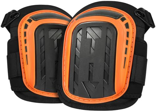 flintronic Rodilleras Trabajo para Trabajar, 1 Par Rodilleras Profesionales Trabajo con Acolchado de Espuma Resistente y Cómodo Cojín de Gel, para Construcción, Alicatadores, Jardinería（Naranja A）