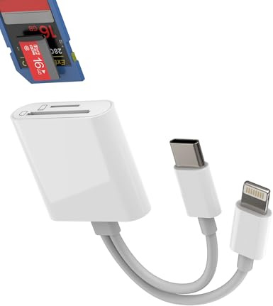 Adattatore da USB C Lightning a SD Micro SD Card Reader per iPhone 16 15 14 Pro Max TF Memory Type C Dual Connector Compatibile per Samsung MacBook per iPad 10 Android Camera Transfer Computer