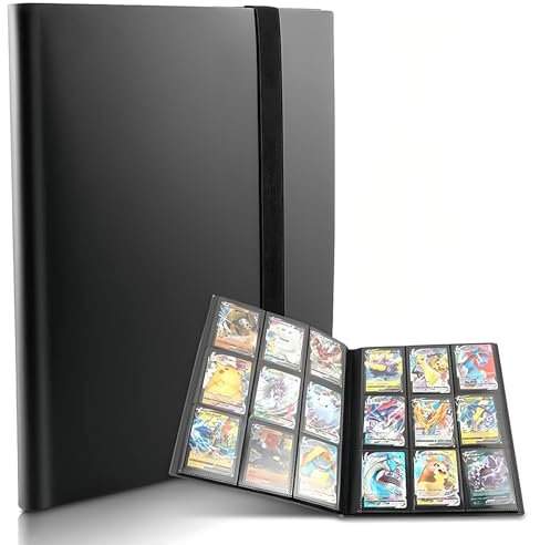 9 Pocket Trading Card Album – 360 Side-Loading Capacity, Fits MTG/TCG/Football Cards (Black)