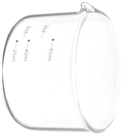 Amosfun Contenitore in Vetro Con Graduazione Per Latte Tazzina Per Caffè Espresso Misurino (80ml Senza Manico) 1 Pezzo